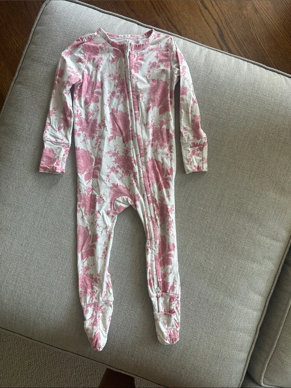 Angel Dear Pink Floral Footed One-Piece 6-12m